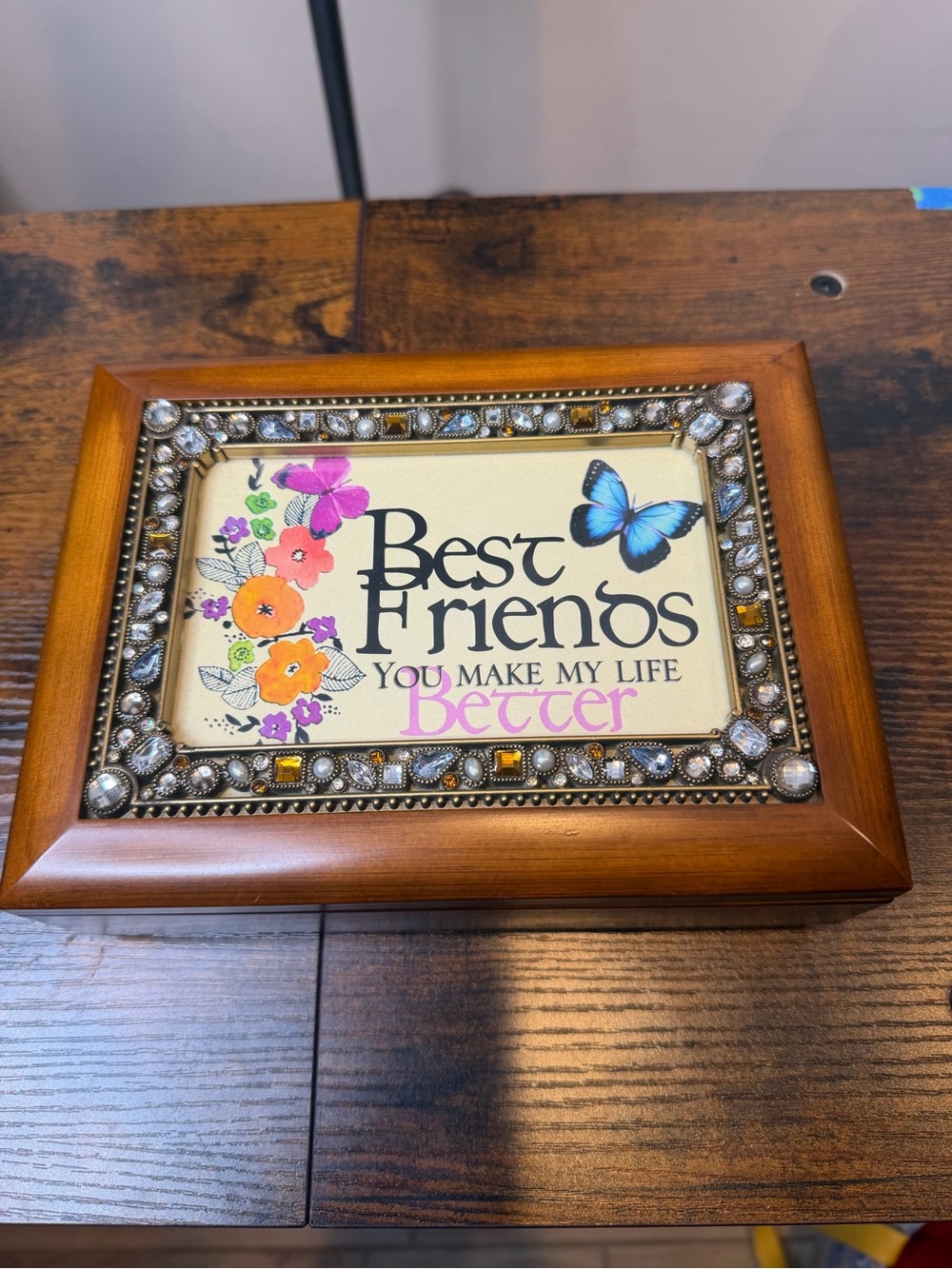 Best Friends Decorative Wood Photo Frame with Embellished Trim Brown NEW